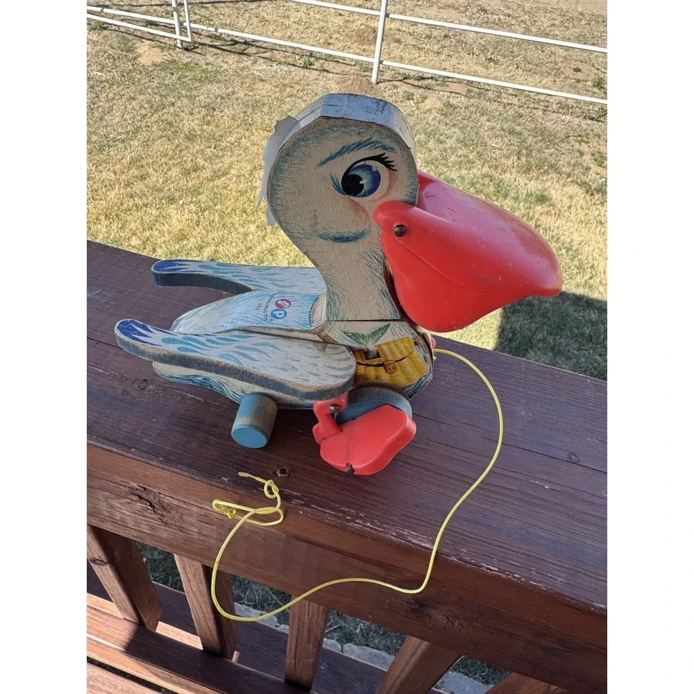 Vintage Fisher Price Pelican Big Bill Pull Toy 1961